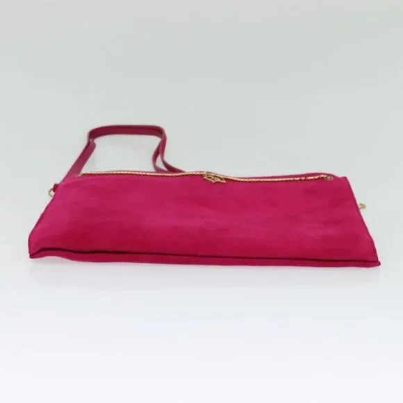 Authentic BOTTEGA VENETA Shoulder Bag Suede Pink Gold